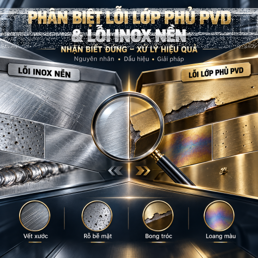 Phân Biệt Lỗi Lớp Phủ PVD Và Lỗi Bề Mặt Inox Nền: Nguyên Nhân Và Cách Khắc Phục